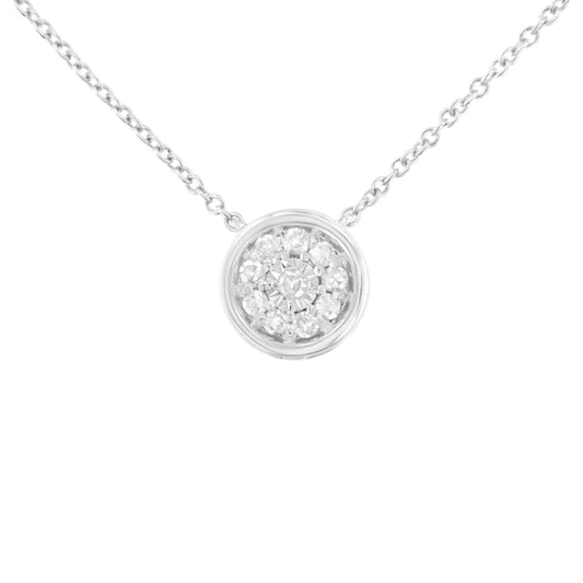 Sterling Silver 1/10 cttw Diamond Cluster Bezel Pendant (I-J Clarity, I2-I3 Color)