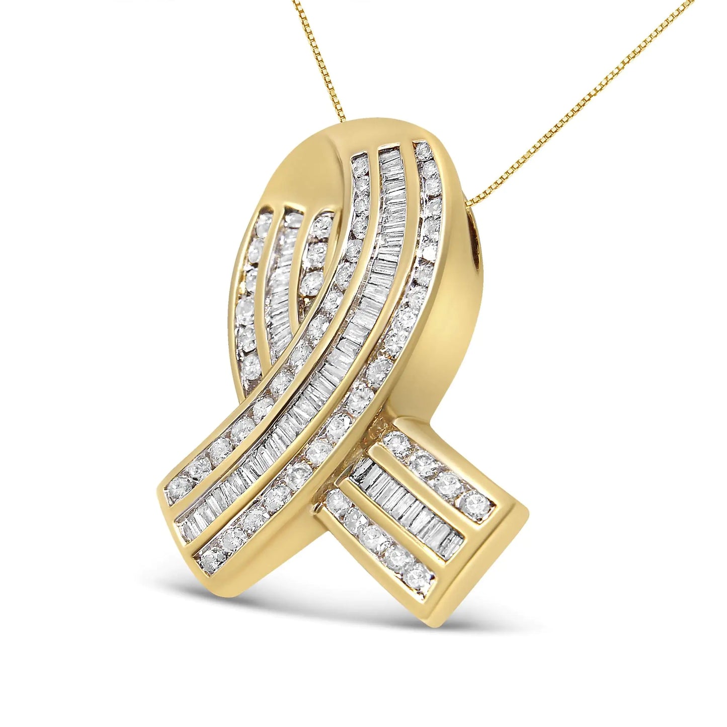 14 K Gelbgold 2 5/8 Karat Kanalfassung mit weißem Diamanten und Bewusstseinsband-Anhänger (GH-Farbe, VS1-VS2-Klarheit) – OHNE KETTE