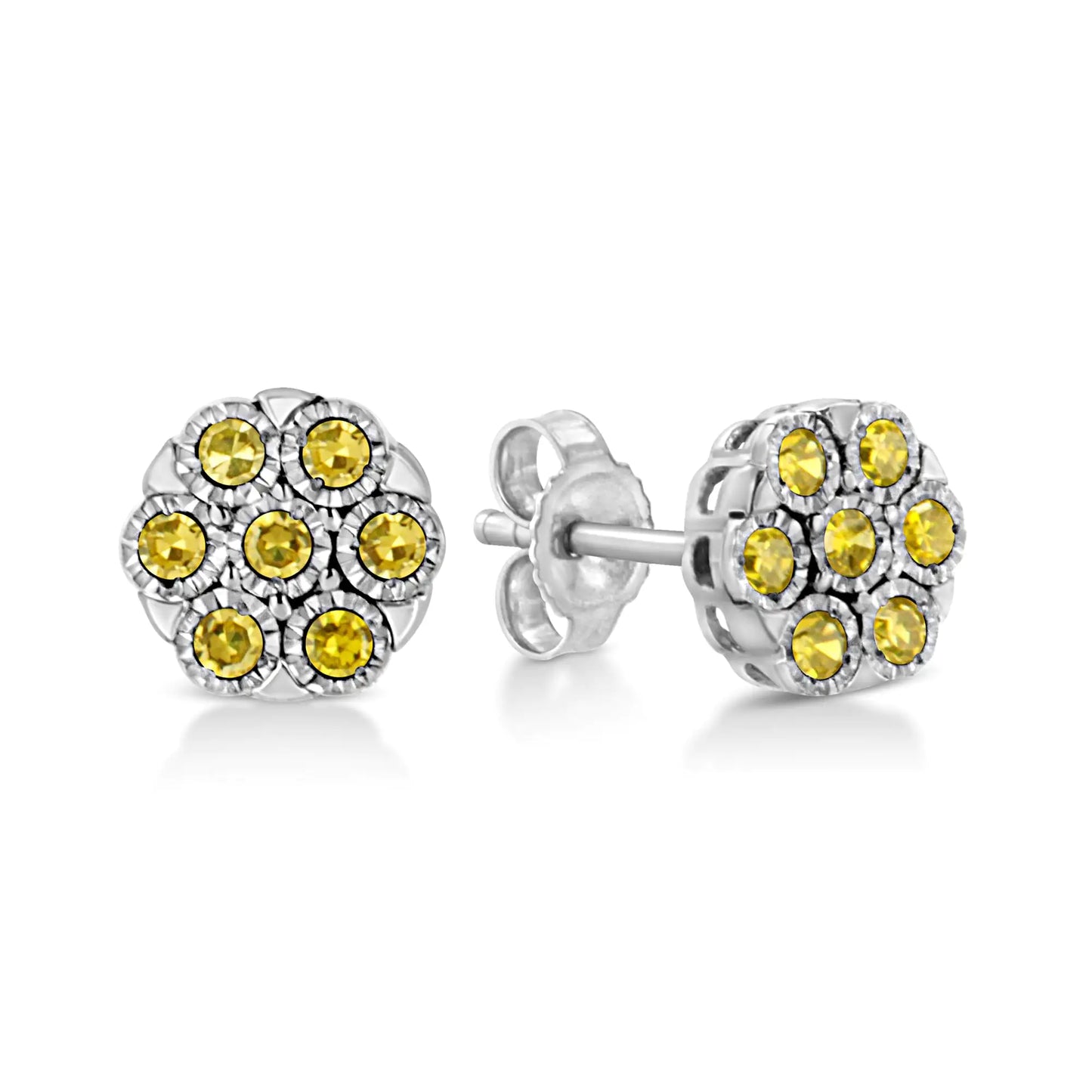 Sterling Silver Rose-Cut Diamond Floral Cluster Stud Earring (0.25 cttw, I-J Color, I2-I3 Clarity)