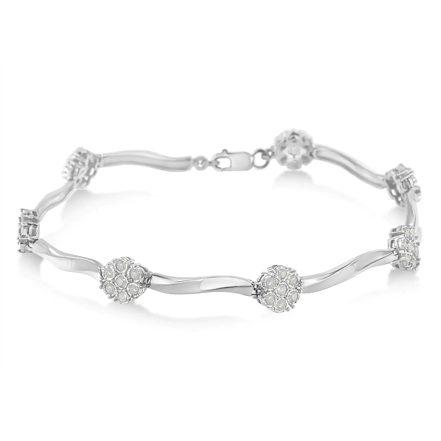 Bracelet à maillons diamant en argent sterling (1 carat au total, couleur HI, clarté I1-I2)