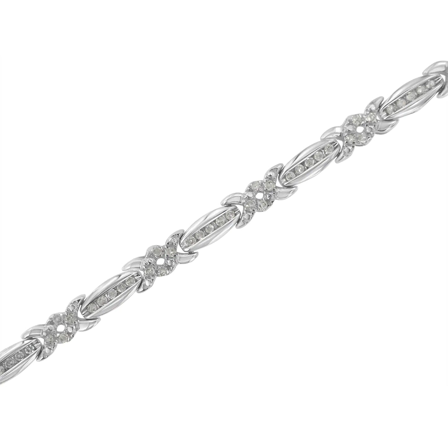 Bracelet de tennis X-Link en argent sterling et diamant (1 carat au total, couleur IJ, clarté I3)