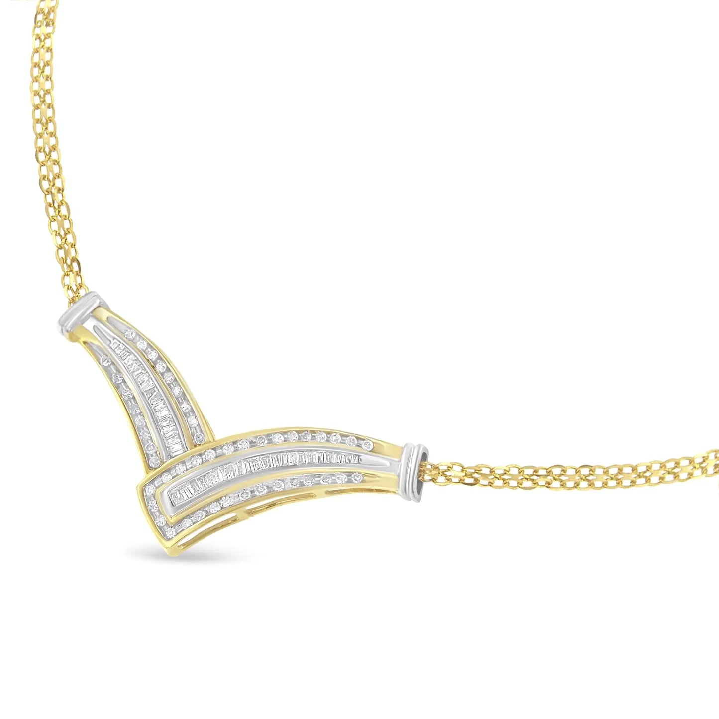 Collier avec pendentif en forme de V en or jaune 14 carats avec diamant 1/2 carat (IJ, I1-I2)