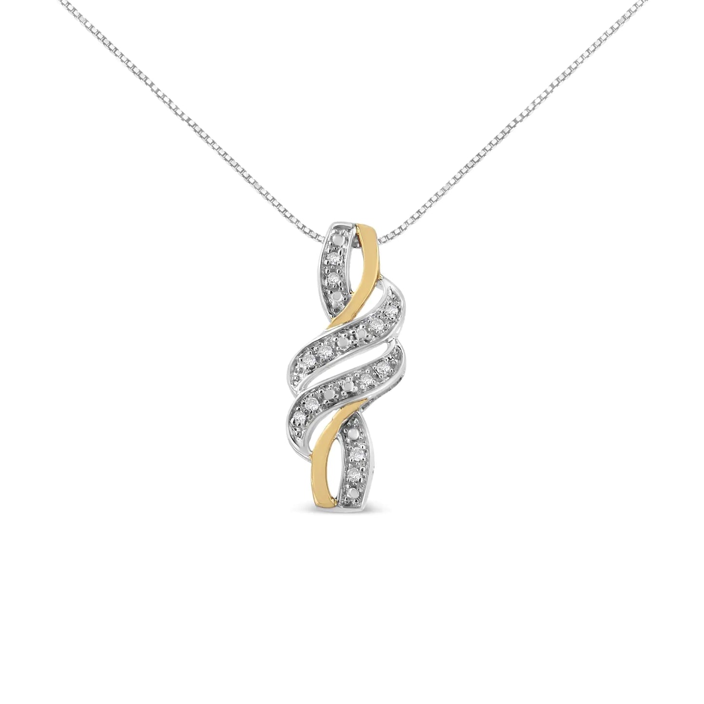 14K Yellow Gold Plated .925 Sterling Silver Round-Cut Diamond Accent Cross Bypass Pendant Necklace