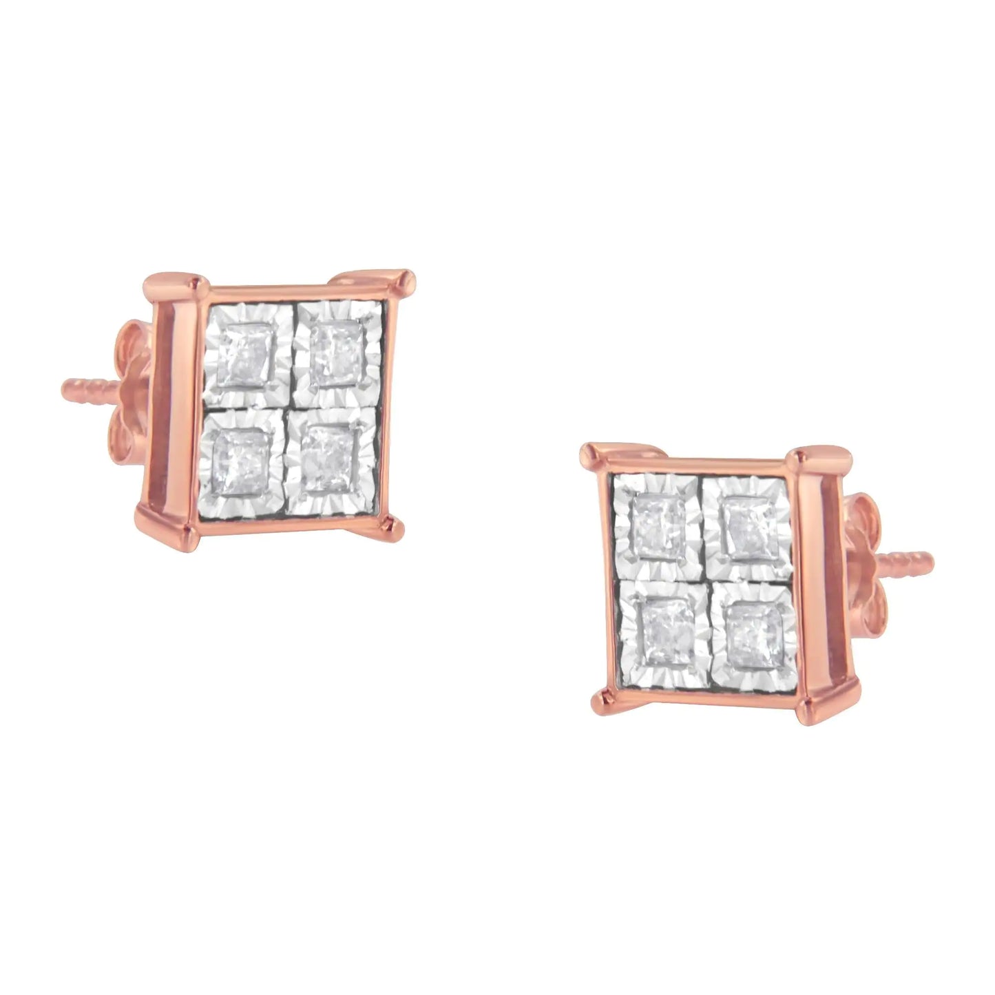 Ohrstecker aus rosévergoldetem Sterlingsilber mit Diamant-Komposit (3/4 Karat, Farbe JK, Reinheit I1-I2)