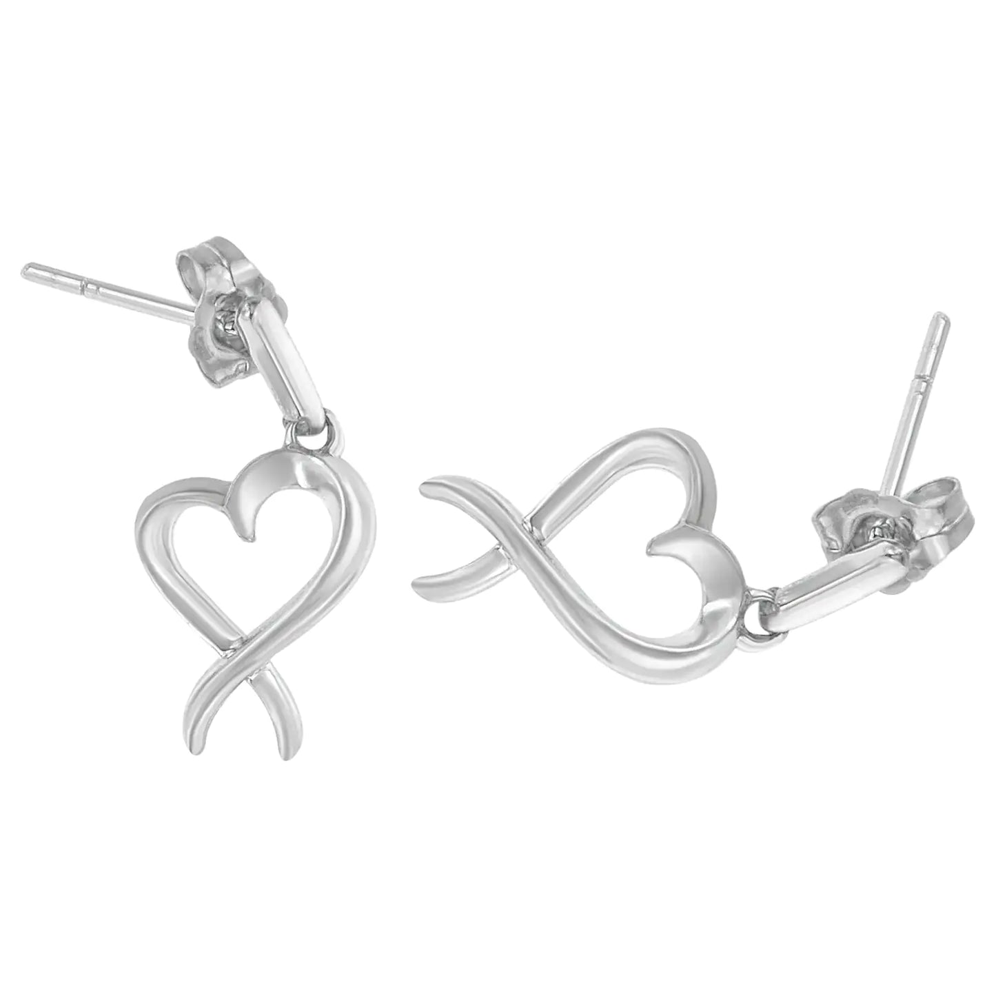 Sterling Silver Dangle-Heart Earrings