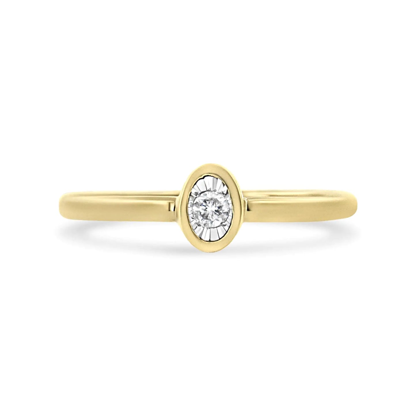 14K Yellow Gold Plated .925 Sterling Silver Miracle Set Diamond Accent Oval Shape Promise Ring (J-K Color, I1-I2 Clarity)