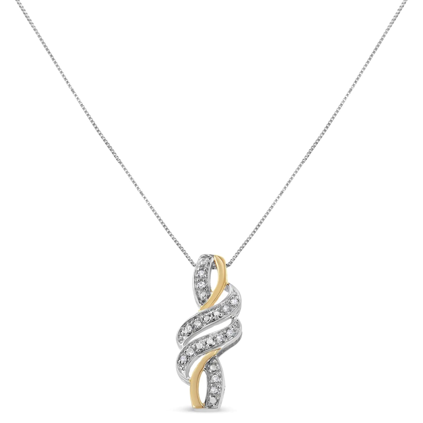 14K Yellow Gold Plated .925 Sterling Silver Round-Cut Diamond Accent Cross Bypass Pendant Necklace